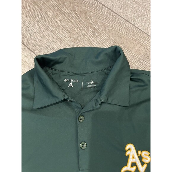 Oakland A’s Mens Polo Size Large Antigua Casual Golf Baseball Green MLB - Picture 5 of 7